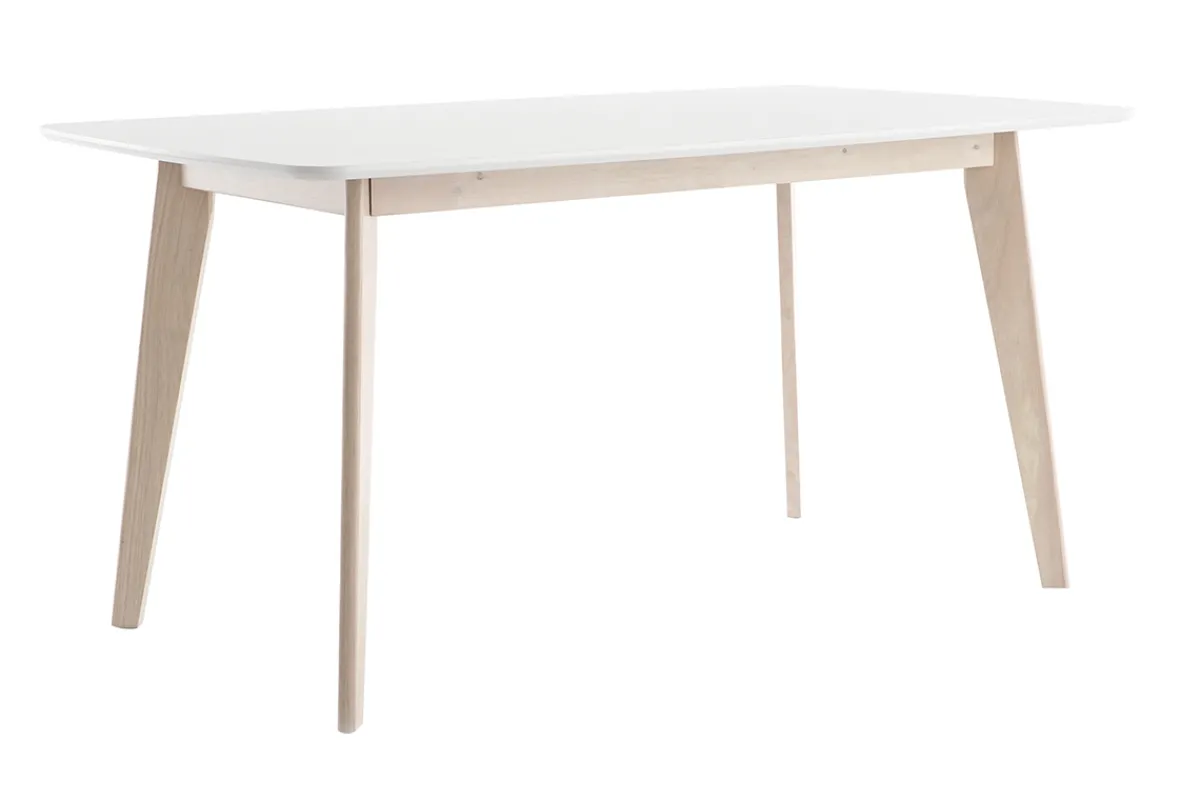 Miliboo Design-Esstisch Weiß und helles Holz L150 LEENA* Esstische