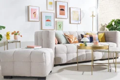Miliboo Design-Fußstütze mit beigem Stoff im Samtdesign CORTO* Sitzsäcke|Sitzsäcke