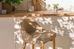 Miliboo Design-Hochstuhl Holz Polyester Beige SHANA* Barhocker