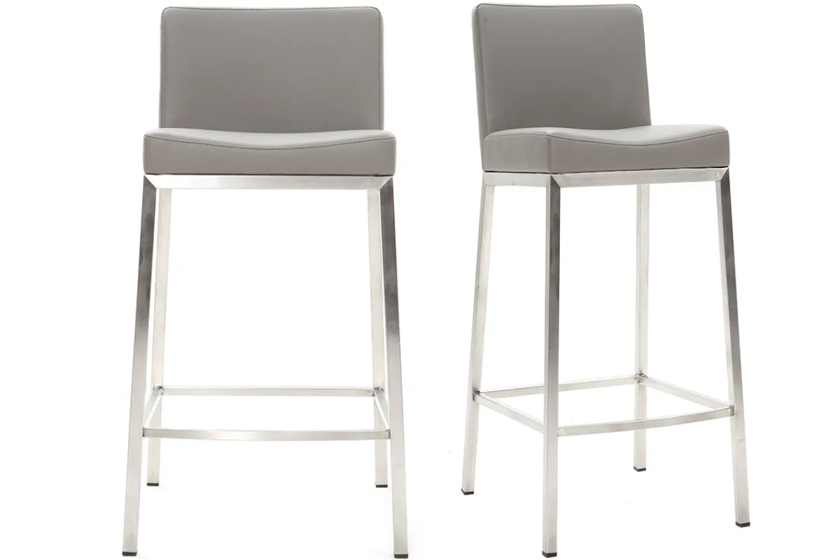 Miliboo Design-Hocker 66 cm Grau 2er-Set EPSILON* Barhocker