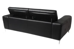 Miliboo Design-Ledersofa 3 Plätze mit Kopfstück zur Entspannung Schwarz NEVADA - Büffelleder* Ledersofas