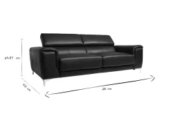 Miliboo Design-Ledersofa 3 Plätze mit Kopfstück zur Entspannung Schwarz NEVADA - Büffelleder* Ledersofas