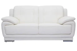 Miliboo Design-Ledersofa cremefarben zwei Plätze Büffelleder TAMARA* Ledersofas