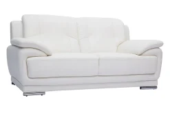 Miliboo Design-Ledersofa cremefarben zwei Plätze Büffelleder TAMARA* Ledersofas