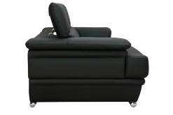 Miliboo Design-Ledersofa drei Plätze verstellbares Kopfstück Schwarz EWING - Büffelleder* Ledersofas