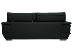 Miliboo Design-Ledersofa drei Plätze verstellbares Kopfstück Schwarz EWING - Büffelleder* Ledersofas