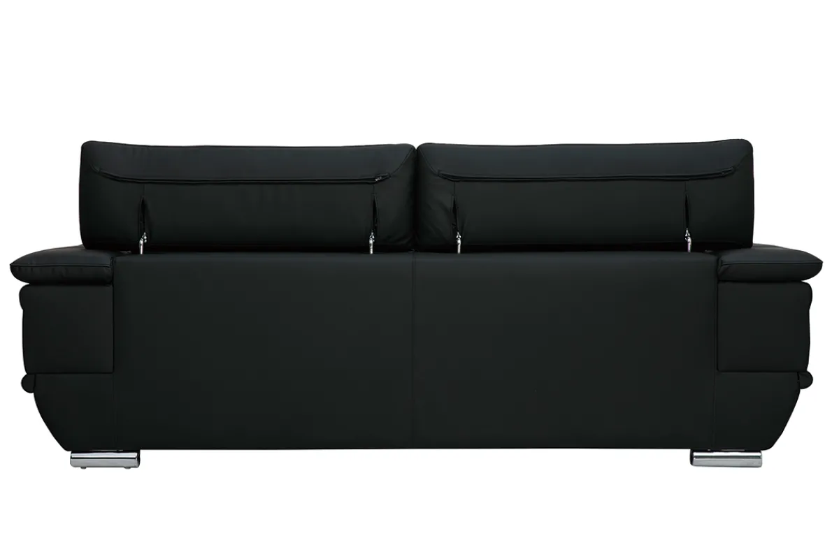 Miliboo Design-Ledersofa drei Plätze verstellbares Kopfstück Schwarz EWING - Büffelleder* Ledersofas