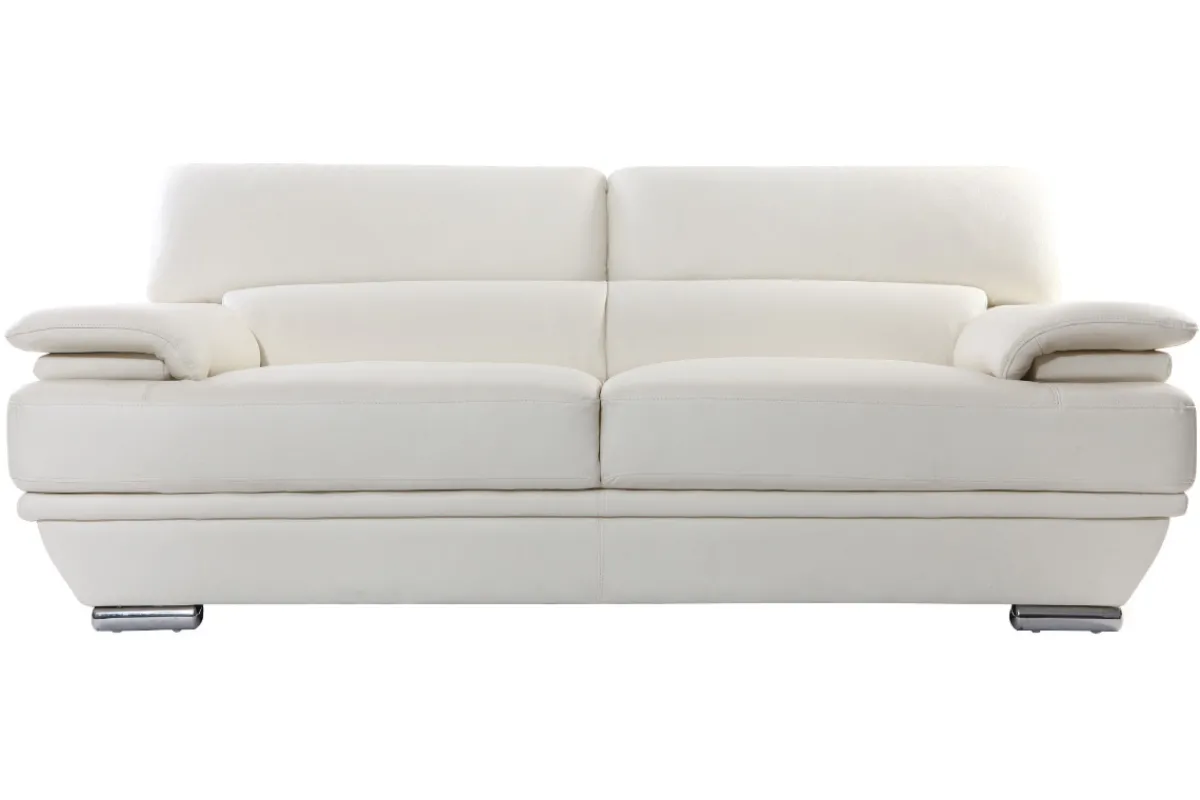 Miliboo Design-Ledersofa drei Plätze verstellbares Kopfstück Weiß EWING - Büffelleder* Ledersofas