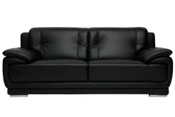 Miliboo Design-Ledersofa schwarz drei Plätze Büffelleder TAMARA* Ledersofas