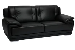 Miliboo Design-Ledersofa schwarz drei Plätze Büffelleder TAMARA* Ledersofas
