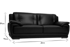 Miliboo Design-Ledersofa schwarz drei Plätze Büffelleder TAMARA* Ledersofas
