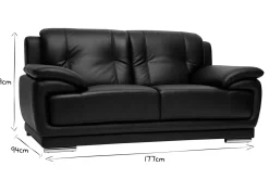 Miliboo Design-Ledersofa schwarz zwei Plätze Büffelleder TAMARA* Ledersofas