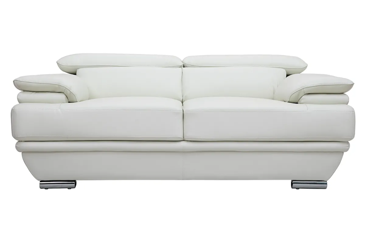 Miliboo Design-Ledersofa zwei Plätze verstellbares Kopfstück Weiß EWING - Büffelleder* Ledersofas