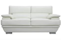 Miliboo Design-Ledersofa zwei Plätze verstellbares Kopfstück Weiß EWING - Büffelleder* Ledersofas