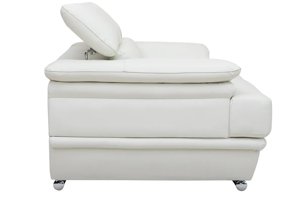 Miliboo Design-Ledersofa zwei Plätze verstellbares Kopfstück Weiß EWING - Büffelleder* Ledersofas