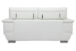 Miliboo Design-Ledersofa zwei Plätze verstellbares Kopfstück Weiß EWING - Büffelleder* Ledersofas