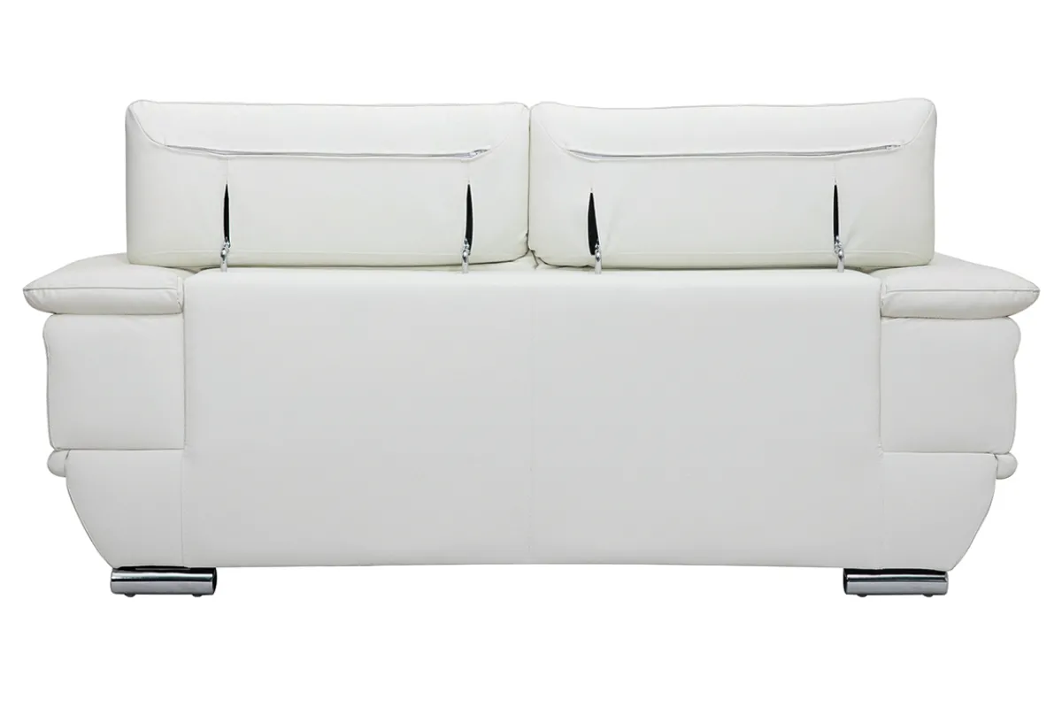 Miliboo Design-Ledersofa zwei Plätze verstellbares Kopfstück Weiß EWING - Büffelleder* Ledersofas