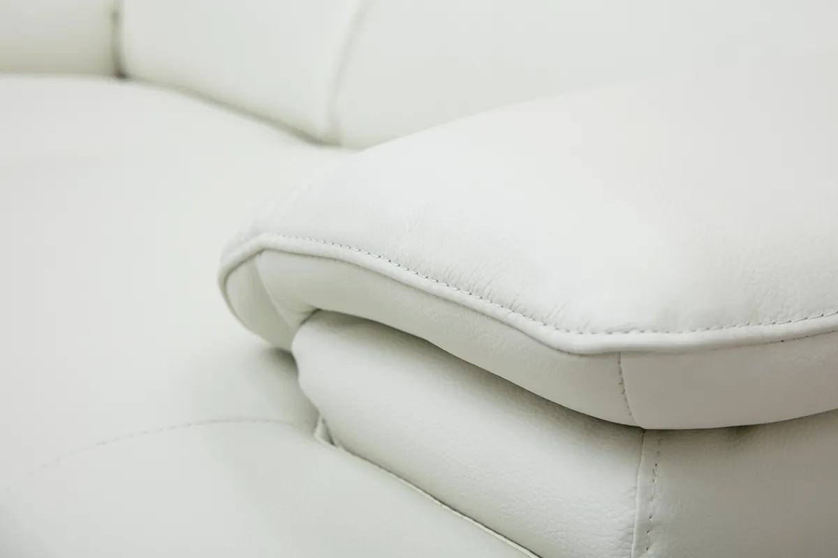 Miliboo Design-Ledersofa zwei Plätze verstellbares Kopfstück Weiß EWING - Büffelleder* Ledersofas