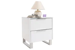 Miliboo Design-Nachttische weiß lackiert mit verchromtem Metall B45 cm (2er-Set) HALIFAX* Nachttische