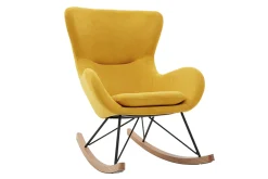 Miliboo Design-Schaukelstuhl Samteffekt senfgelb ESKUA* Design-sessel|Schaukelstühle