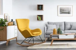 Miliboo Design-Schaukelstuhl Samteffekt senfgelb ESKUA* Design-sessel|Schaukelstühle