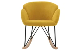 Miliboo Design-Schaukelstuhl Samteffekt Senfgelb RHAPSODY* Design-sessel|Schaukelstühle