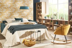 Miliboo Design-Schaukelstuhl Samteffekt Senfgelb RHAPSODY* Design-sessel|Schaukelstühle