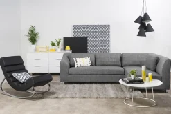 Miliboo Design-Schaukelstuhl Stoff Hellgrau TAYLOR* Schaukelstühle|Sessel