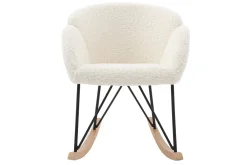 Miliboo Design-Schaukelstuhl Stoff Schaffell Weiß RHAPSODY* Design-sessel|Schaukelstühle