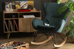 Miliboo Design-Schaukelstuhl Velours grün ESKUA* Schaukelstühle|Sessel