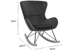 Miliboo Design-Schaukelstuhl Velours petrol ESKUA* Schaukelstühle|Sessel
