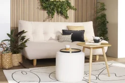 Miliboo Design-Schlafsofa skandinavisch Beige und Eiche YUMI* Schlafsofas