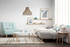 Miliboo Design-Schlafsofa skandinavisch Hellgrau und Eiche YUMI* Schlafsofas