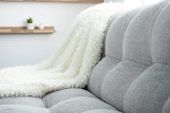 Miliboo Design-Schlafsofa skandinavisch Hellgrau und Eiche YUMI* Schlafsofas