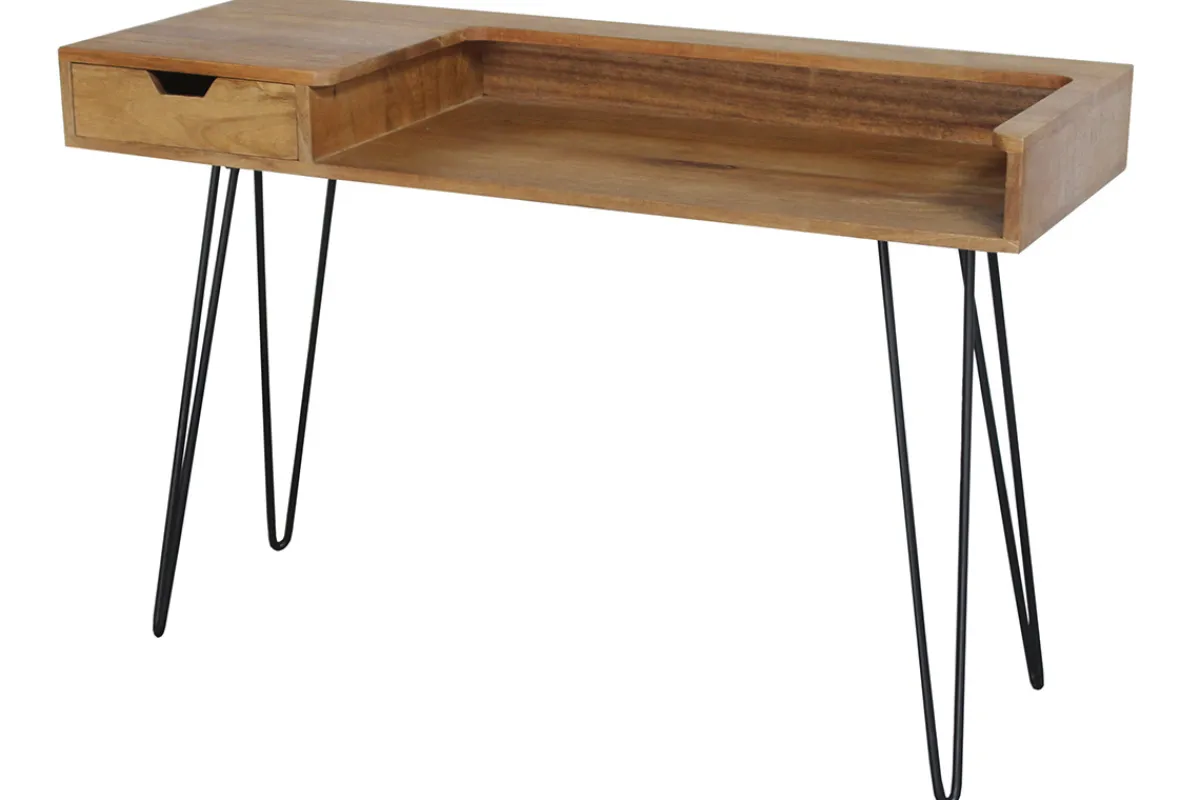 Miliboo Design-Schreibtisch aus Mangoholz mit Hairpin Legs Metall Schwarz VIBES* Design-schreibtische