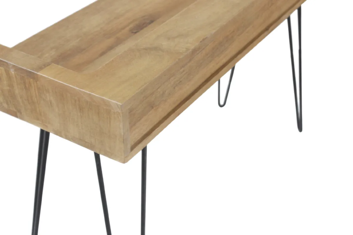 Miliboo Design-Schreibtisch aus Mangoholz mit Hairpin Legs Metall Schwarz VIBES* Design-schreibtische