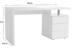 Miliboo Design-Schreibtisch CALIX Weiß, 3 Schubladen* Design-schreibtische
