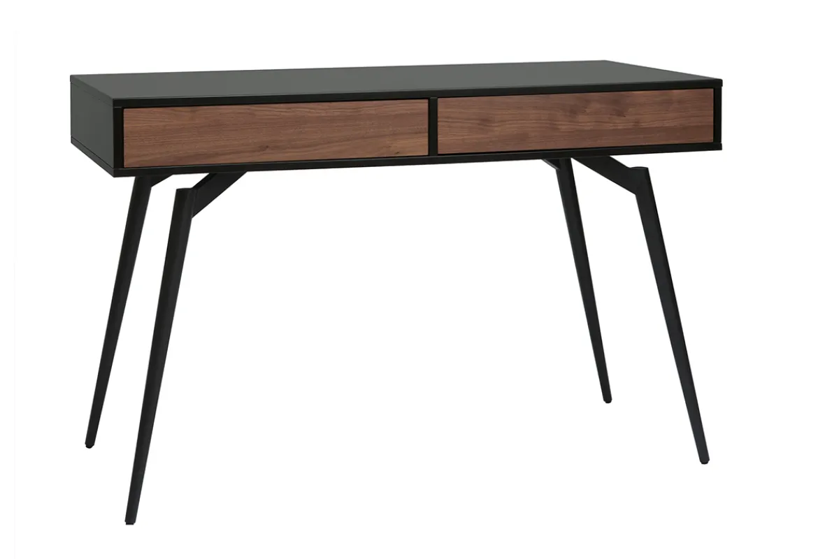 Miliboo Design-Schreibtisch in mattem Schwarz und Walnussfurnier TRIPOLI* Design-schreibtische