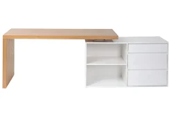 Miliboo Design-Schreibtisch modulierbar Weiß glänzend und Eschenholz NEW MAX* Design-schreibtische