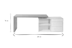 Miliboo Design-Schreibtisch modulierbar Weiß glänzend und Eschenholz NEW MAX* Design-schreibtische
