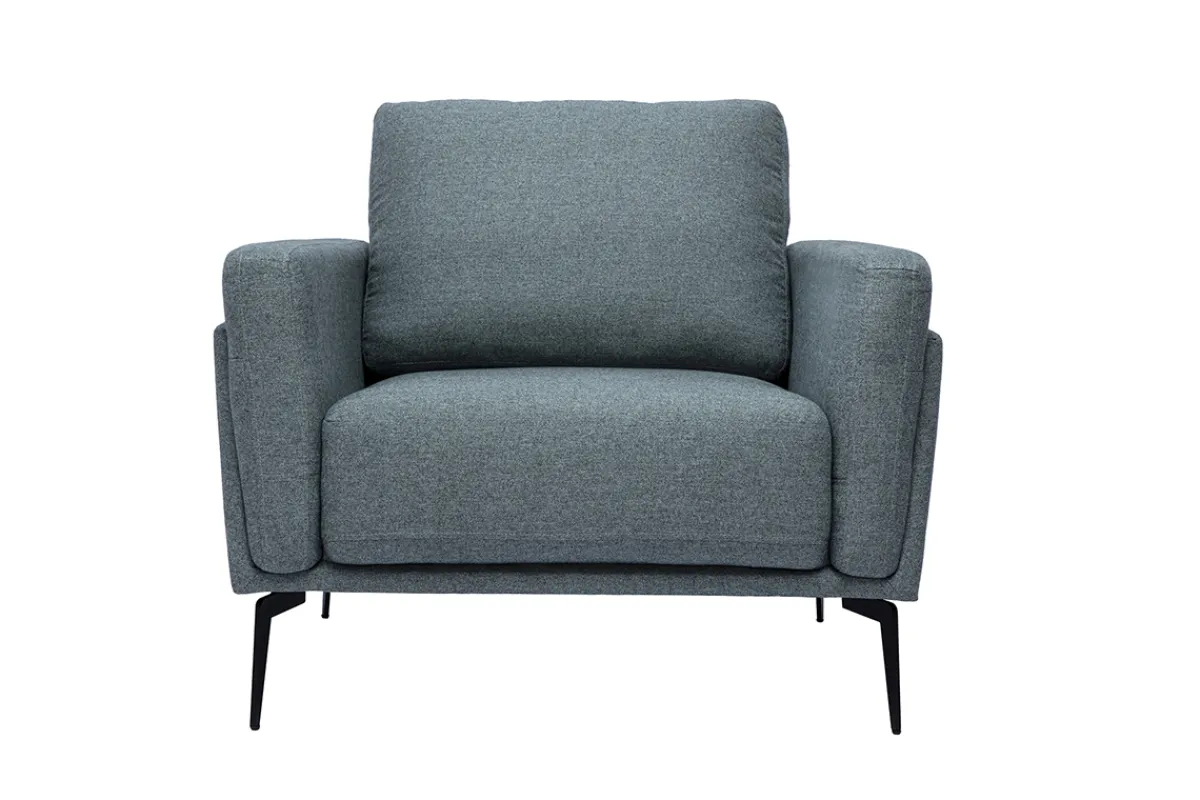 Miliboo Design-Sessel aus graugrünem Stoff und schwarzem Metall MOSCO* Design-sessel|Sessel