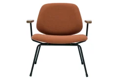 Miliboo Design-Sessel aus Stoff mit Bouclé-Wolleffekt in Terracotta, schwarzem Metall und dunklem Holz BARNET* Design-sessel|Sessel