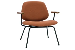 Miliboo Design-Sessel aus Stoff mit Bouclé-Wolleffekt in Terracotta, schwarzem Metall und dunklem Holz BARNET* Design-sessel|Sessel
