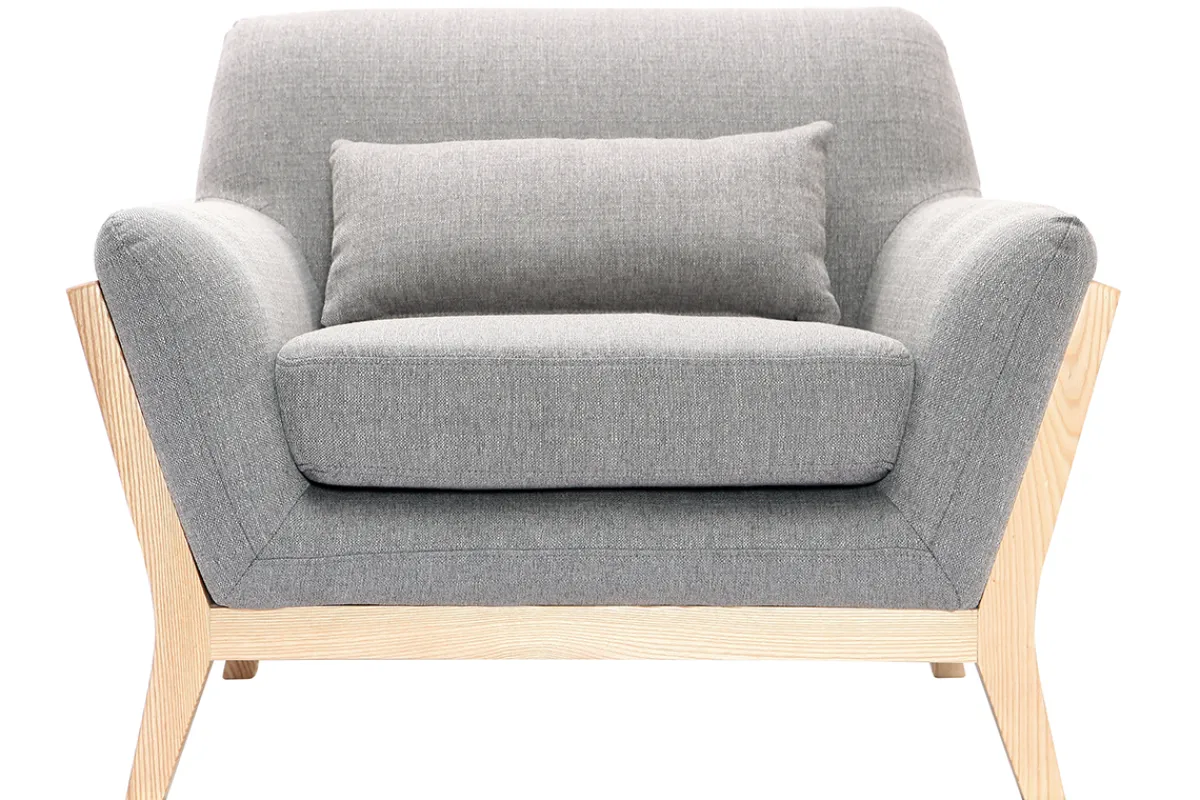 Miliboo Design-Sessel Grau Holzbeine YOKO* Design-sessel|Sessel