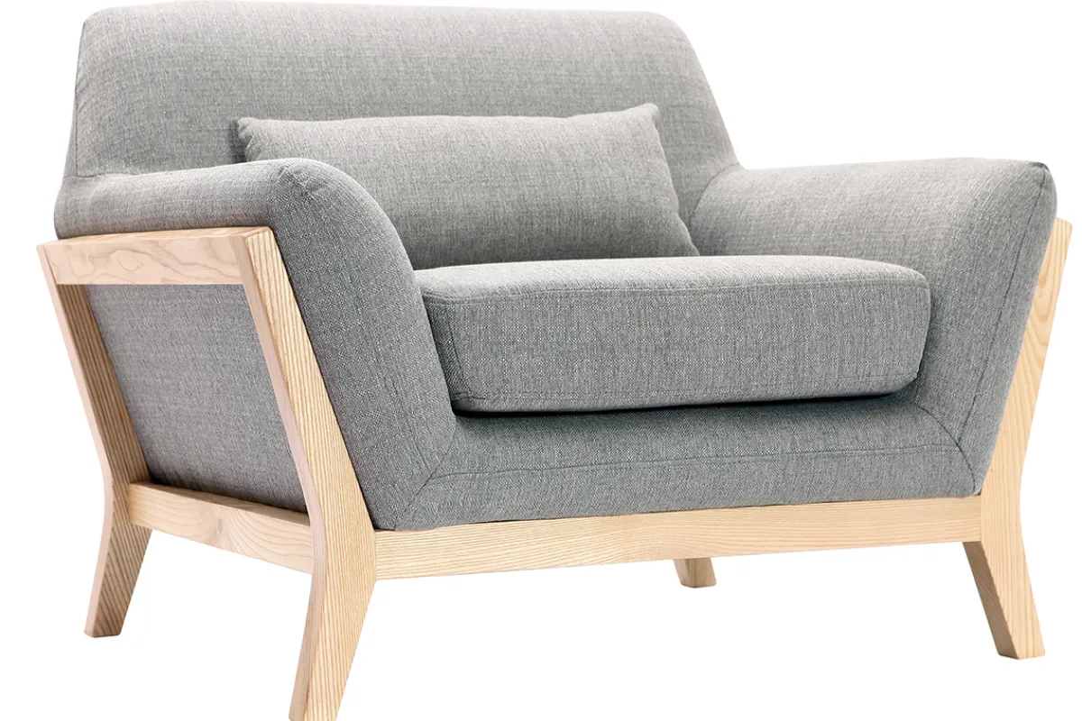 Miliboo Design-Sessel Grau Holzbeine YOKO* Design-sessel|Sessel