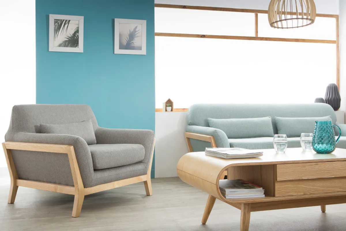 Miliboo Design-Sessel Grau Holzbeine YOKO* Design-sessel|Sessel