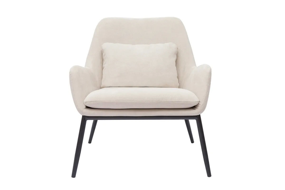 Miliboo Design-Sessel im beigen Samtdesign mit schwarzem Metall MAXINE* Design-sessel|Sessel