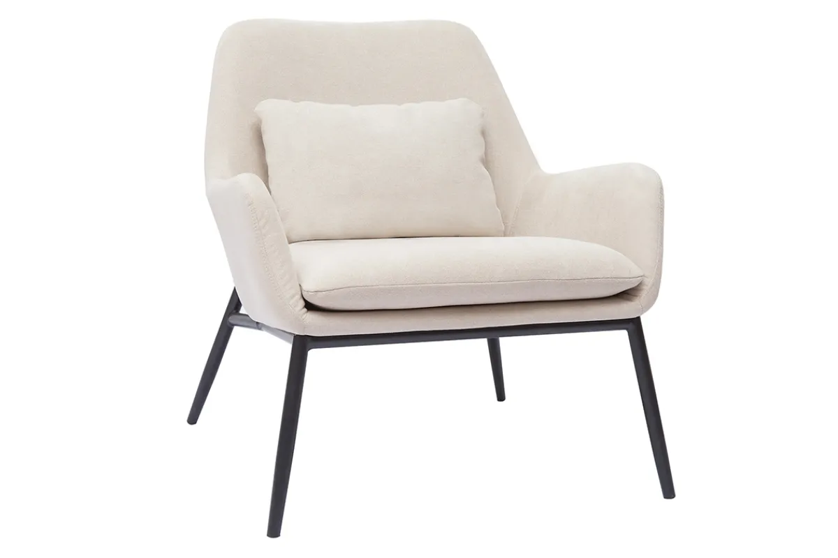 Miliboo Design-Sessel im beigen Samtdesign mit schwarzem Metall MAXINE* Design-sessel|Sessel