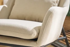 Miliboo Design-Sessel im beigen Samtdesign mit schwarzem Metall MAXINE* Design-sessel|Sessel
