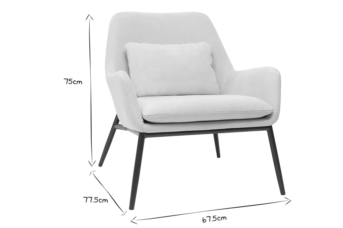 Miliboo Design-Sessel im beigen Samtdesign mit schwarzem Metall MAXINE* Design-sessel|Sessel
